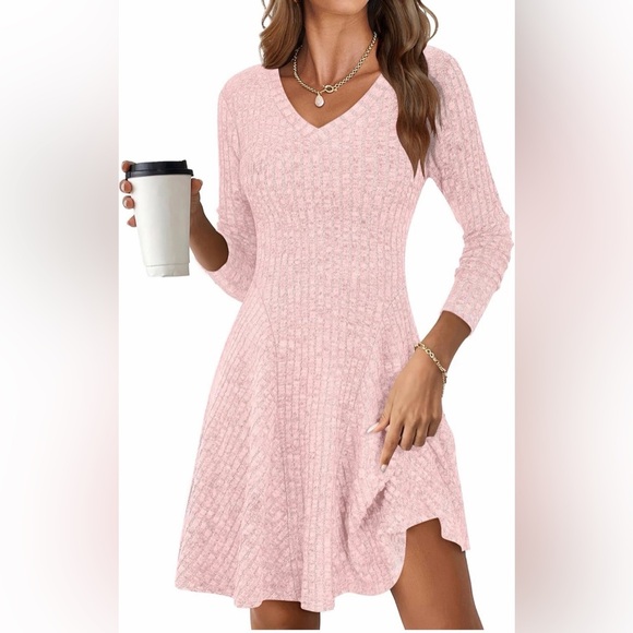 None Dresses & Skirts - 🆕 Long Sleeve Ribbed Knit Short Dress